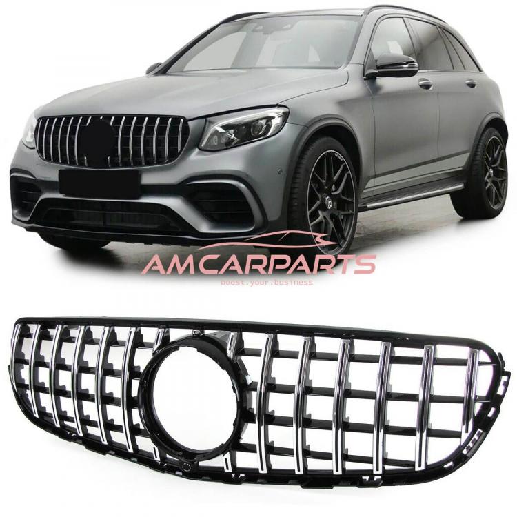 Upgrade Design Kühlergrill / Sportgrill für Mercedes GLC (X253) / GLC (C253) 15-19 Hochglanz schwarz / chrom