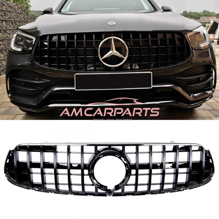 Upgrade Design Kühlergrill / Sportgrill für Mercedes GLC (X253) / GLC (C253) Facelift 19-22 Hochglanz schwarz