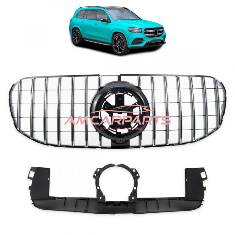 Upgrade Design Kühlergrill / Sportgrill für Mercedes GLS (X167) 18+ Hochglanz schwarz / chrom