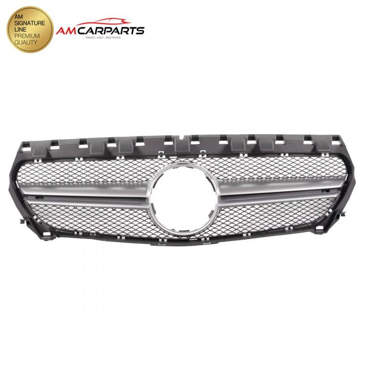 Preview: Upgrade Design Kühlergrill / Sportgrill passend für Mercedes Benz CLA C117 13-16 Matt schwarz / Matt silber