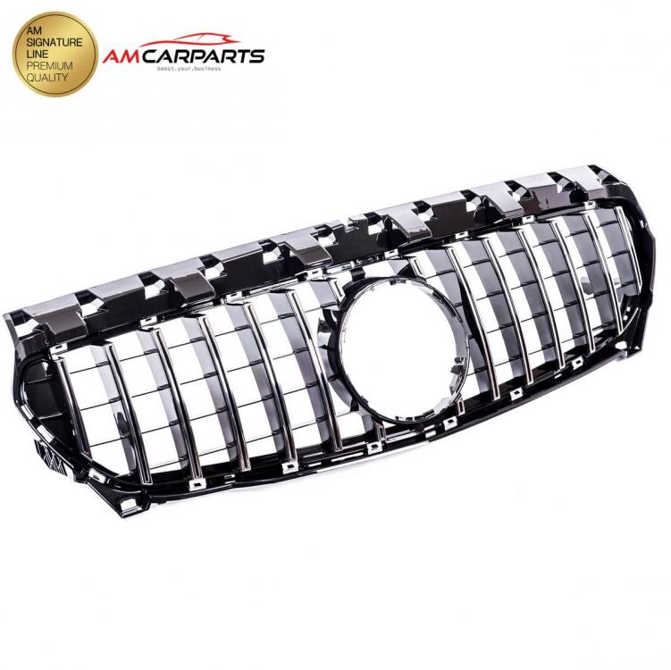 Preview: Upgrade Design Kühlergrill / Sportgrill passend für Mercedes Benz CLA C117 13-16 Hochglanz schwarz / chrom