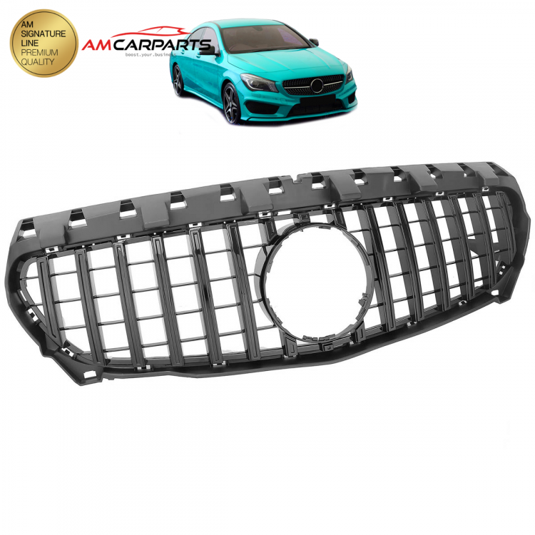 Upgrade Design Kühlergrill / Sportgrill passend für Mercedes Benz CLA C117 13-16 Hochglanz schwarz