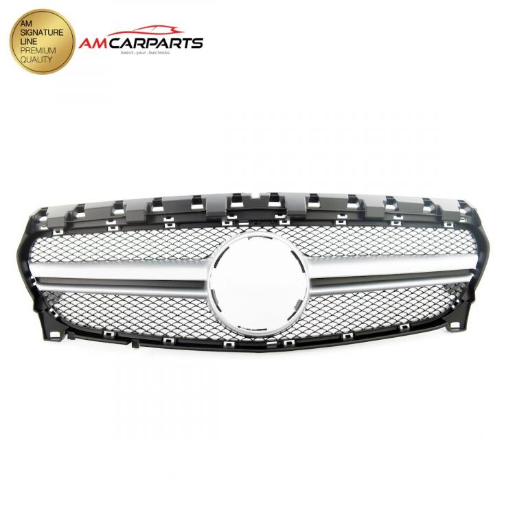 Preview: Upgrade Design Kühlergrill / Sportgrill passend für Mercedes Benz CLA C117 / X117 Facelift 16-19 Matt schwarz / Matt silber