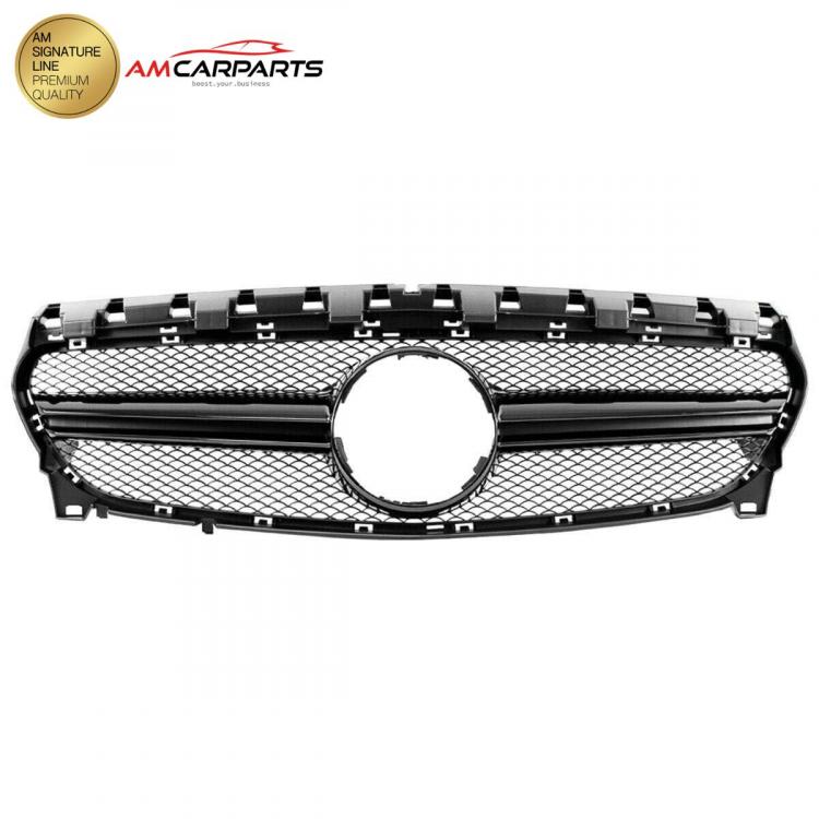 Preview: Upgrade Design Kühlergrill / Sportgrill passend für Mercedes Benz CLA C117 / X117 Facelift 16-19 Matt schwarz / Hochglanz schwarz