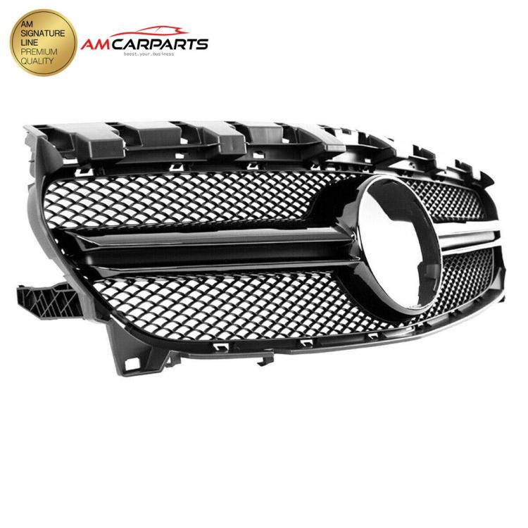 Preview: Upgrade Design Kühlergrill / Sportgrill passend für Mercedes Benz CLA C117 / X117 Facelift 16-19 Matt schwarz / Hochglanz schwarz