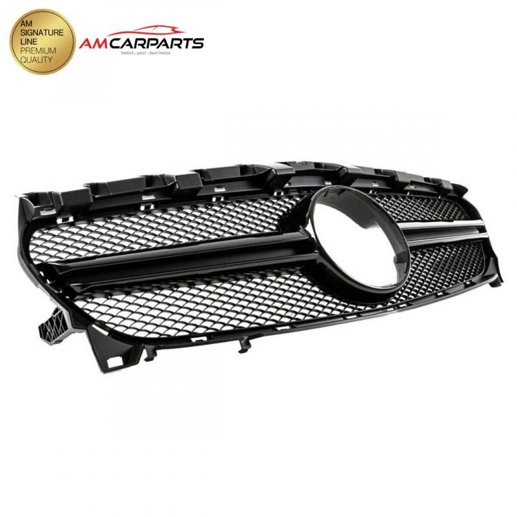 Preview: Upgrade Design Kühlergrill / Sportgrill passend für Mercedes Benz CLA C117 / X117 Facelift 16-19 Matt schwarz / Hochglanz schwarz