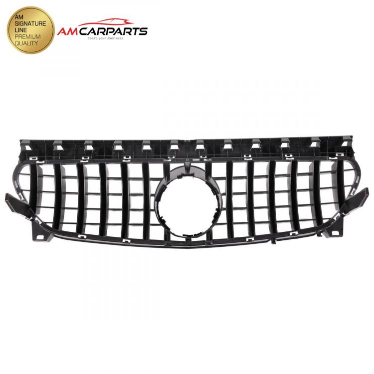 Upgrade Design Kühlergrill / Sportgrill passend für Mercedes Benz CLA C117 / X117 Facelift 16-18 Hochglanz schwarz / chrom