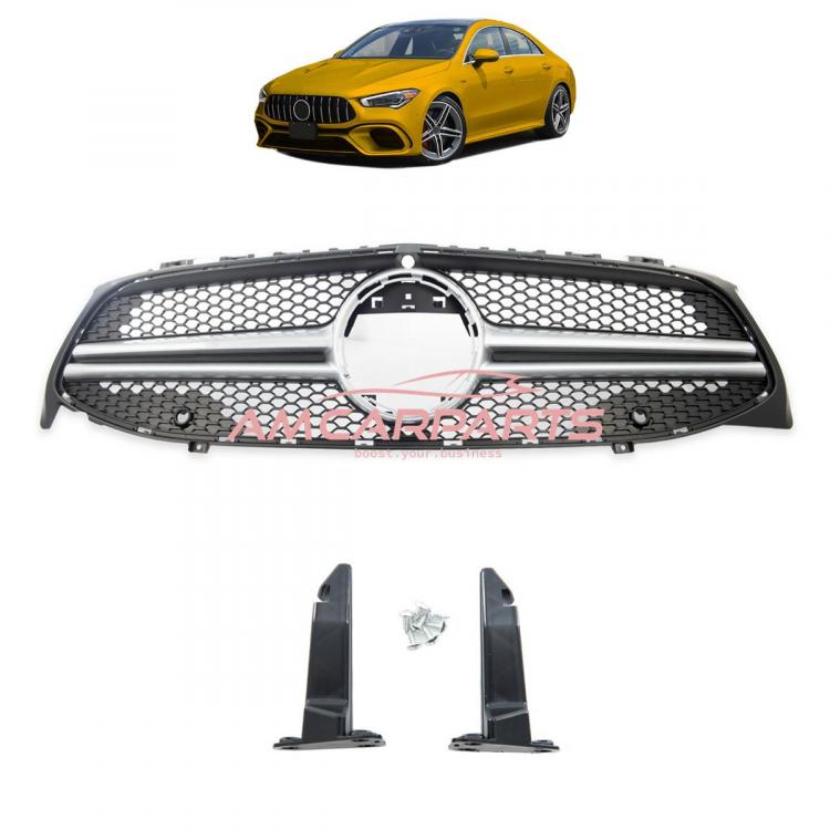 Upgrade Design Kühlergrill / Sportgrill passend für Mercedes Benz CLA C118 / X118 19+ Matt schwarz / Matt silber