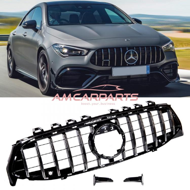 Upgrade Design Kühlergrill / Sportgrill passend für Mercedes Benz CLA C118 19+ Hochglanz schwarz / chrom