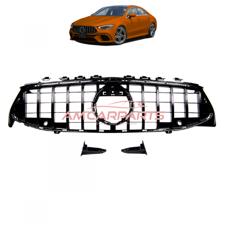 Upgrade Design Kühlergrill / Sportgrill passend für Mercedes Benz CLA C118 / X118 19+ Hochglanz schwarz