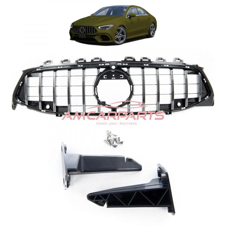 Upgrade Design Kühlergrill / Sportgrill passend für Mercedes Benz CLA C118 / X118 19+ Hochglanz schwarz / chrom