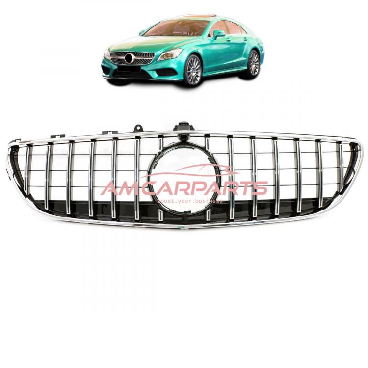 Upgrade Design Kühlergrill / Sportgrill für Mercedes Benz CLS (C218) Facelift 14-18 Hochglanz schwarz / chrom
