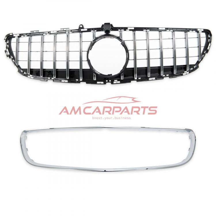 Upgrade Design Kühlergrill / Sportgrill für Mercedes Benz CLS (C218) Facelift 14-18 Hochglanz schwarz / chrom