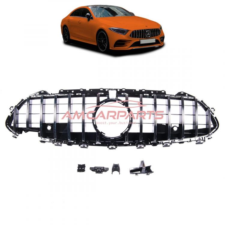 Upgrade Design Kühlergrill / Sportgrill für Mercedes CLS (C257) 18+ Hochglanz schwarz / chrom