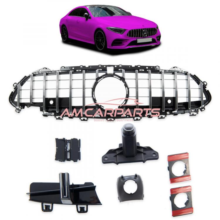 Upgrade Design Kühlergrill / Sportgrill für Mercedes CLS (C257) 18+ Hochglanz schwarz / chrom