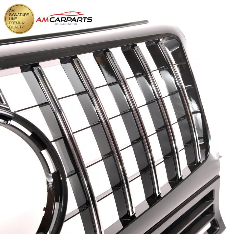 Preview: Upgrade Design Kühlergrill / Sportgrill für Mercedes G-Klasse W463 89-18 Hochglanz schwarz / chrom