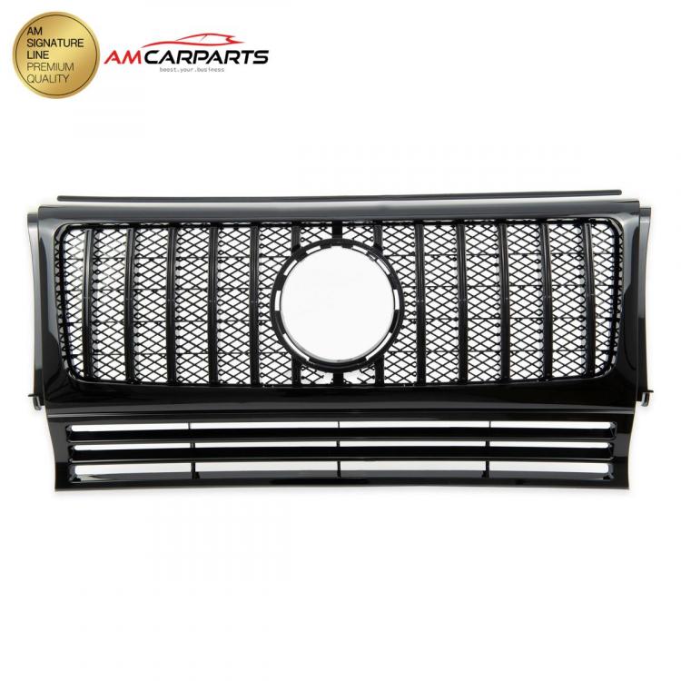 Preview: Upgrade Design Kühlergrill / Sportgrill für Mercedes G-Klasse W463 90-18 Hochglanz schwarz