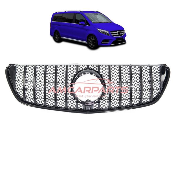 Upgrade Design Kühlergrill / Sportgrill für Mercedes V-Klasse / Vito W447 14-19 Hochglanz schwarz