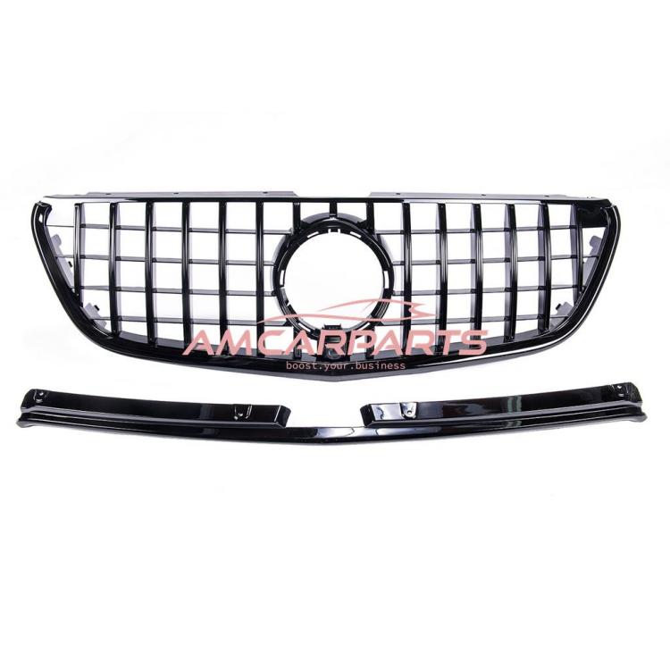 Preview: Upgrade Design Kühlergrill / Sportgrill für Mercedes V-Klasse / Vito W447 Vor-Facelift 14-19 Hochglanz schwarz