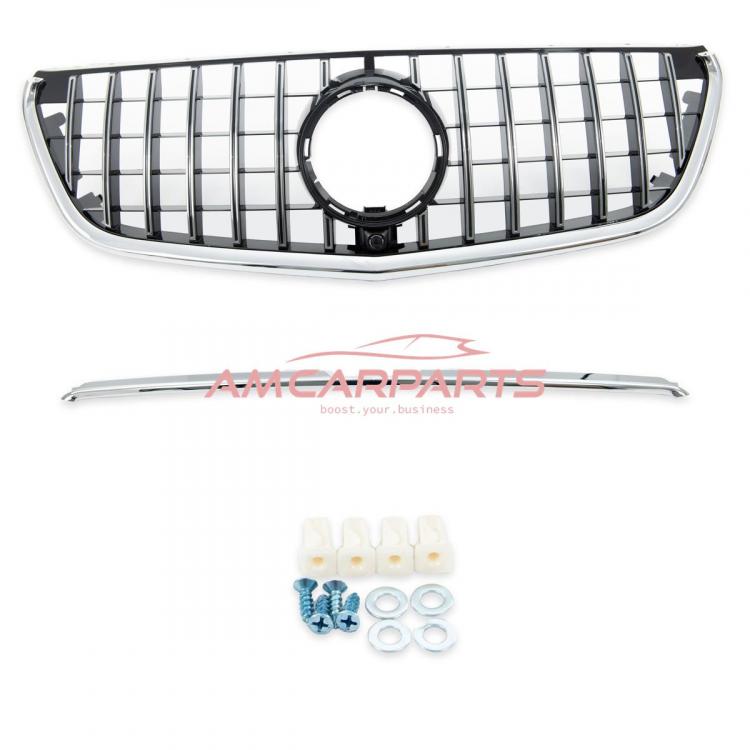 Preview: Upgrade Design Kühlergrill / Sportgrill für Mercedes V-Klasse / Vito W447 Vor-Facelift 14-19 Hochglanz schwarz / chrom