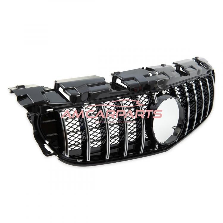Preview: Upgrade Design Kühlergrill / Sportgrill passend für Mercedes Benz SLC R172 Facelift 16-20 Hochglanz schwarz / chrom