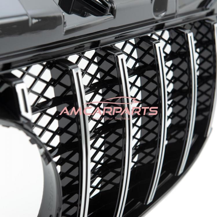Preview: Upgrade Design Kühlergrill / Sportgrill passend für Mercedes Benz SLC R172 Facelift 16-20 Hochglanz schwarz / chrom
