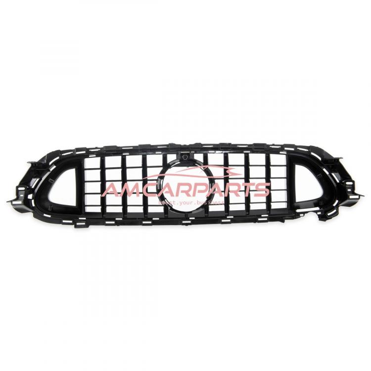 Upgrade Design Kühlergrill / Sportgrill für Mercedes Benz E-Klasse W213 / S213 / A238 / C238 Facelift 20-23 Carbon-Optik / Hochglanz schwarz + rote Akzentstreifen