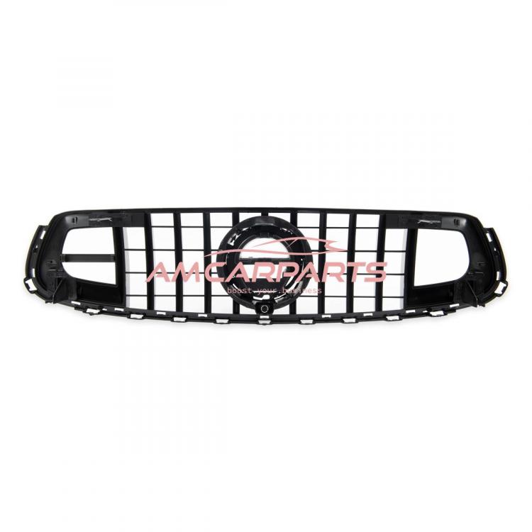 Upgrade Design Kühlergrill / Sportgrill für Mercedes GLC (X253) / GLC (C253) Facelift 19-22 Carbon-Optik / Hochglanz schwarz + rote Akzentstreifen