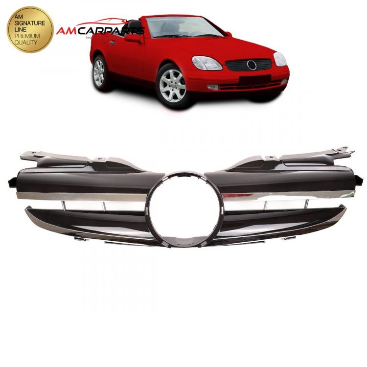 Upgrade Design Kühlergrill / Sportgrill passend für Mercedes Benz SLK R170 96-04 Hochglanz schwarz / chrom