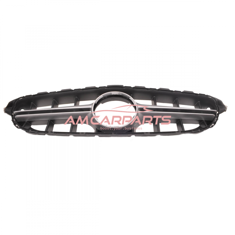 Preview: Upgrade Design Kühlergrill / Sportgrill passend für Mercedes Benz C-Klasse W205 / S205 / A205 / C205 Vor-Facelift 14-18 Matt schwarz / Matt silber