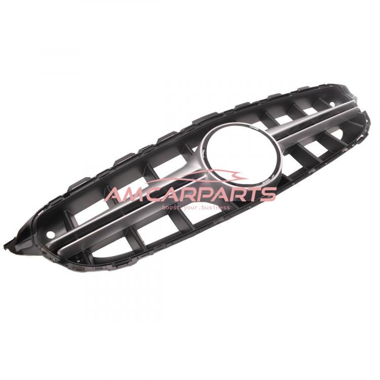 Preview: Upgrade Design Kühlergrill / Sportgrill passend für Mercedes Benz C-Klasse W205 / S205 / A205 / C205 Vor-Facelift 14-18 Matt schwarz / Matt silber