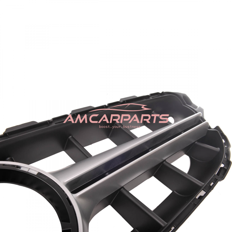 Preview: Upgrade Design Kühlergrill / Sportgrill passend für Mercedes Benz C-Klasse W205 / S205 / A205 / C205 Vor-Facelift 14-18 Matt schwarz / Matt silber