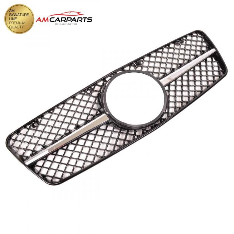 Preview: Upgrade Design Kühlergrill / Sportgrill für Mercedes Benz CLK W208 / C208 02-09 Hochglanz schwarz / chrom