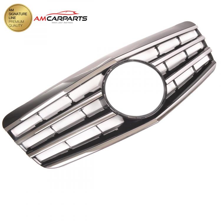 Preview: Upgrade Design Kühlergrill / Sportgrill für Mercedes Benz E-Klasse W211 / S211 Facelift 06-09 Hochglanz schwarz / chrom