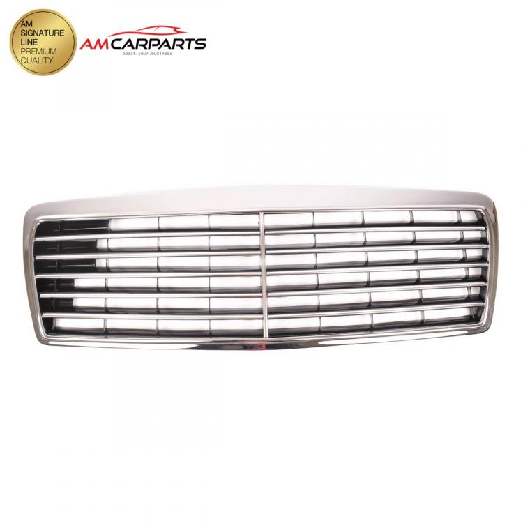 Preview: Upgrade Design Kühlergrill / Sportgrill für Mercedes Benz E-Klasse W210 / S210 Vor-Facelift 95-99 Hochglanz schwarz / chrom