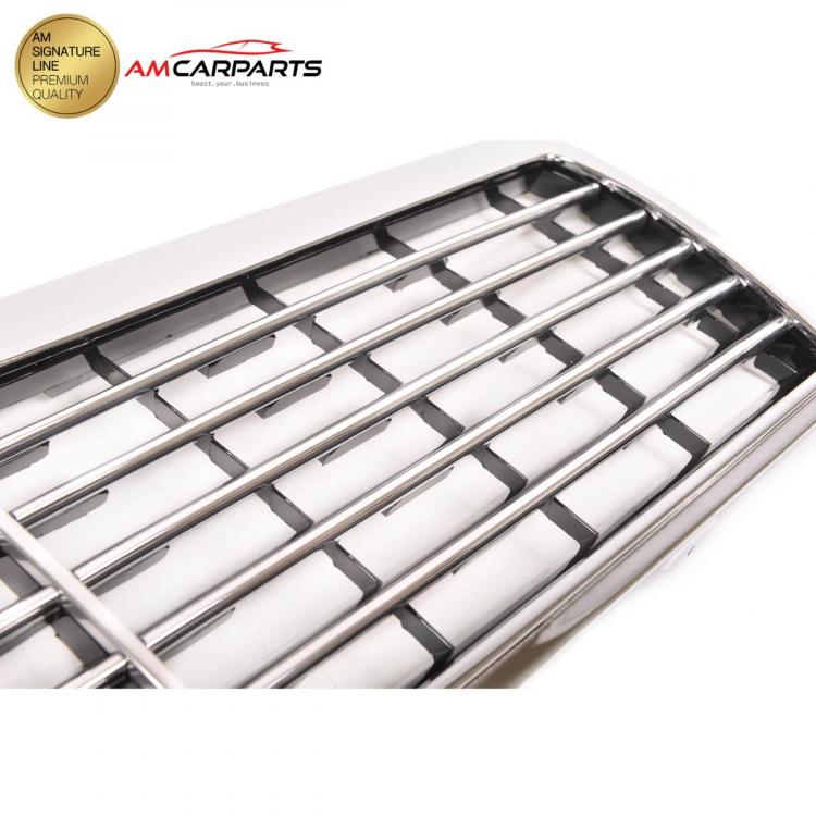 Preview: Upgrade Design Kühlergrill / Sportgrill für Mercedes Benz E-Klasse W210 / S210 Vor-Facelift 95-99 Hochglanz schwarz / chrom