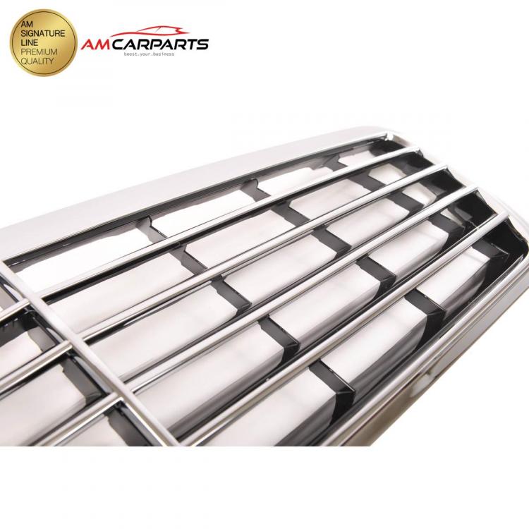 Preview: Upgrade Design Kühlergrill / Sportgrill für Mercedes Benz E-Klasse W210 / S210 Facelift 99-02 Hochglanz schwarz / chrom