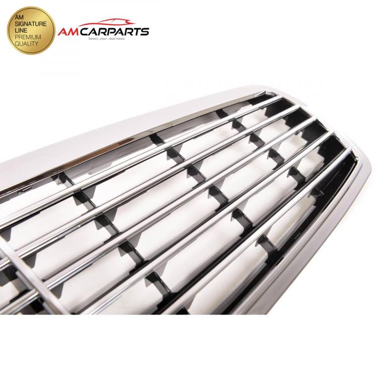 Preview: Upgrade Design Kühlergrill / Sportgrill für Mercedes Benz E-Klasse W211 / S211 Vor-Facelift 02-06 Hochglanz schwarz / chrom