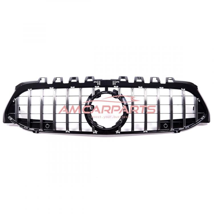 Preview: Upgrade Design Kühlergrill / Sportgrill passend für Mercedes Benz A-Klasse V177 / W177 18-22 Hochglanz schwarz / chrom