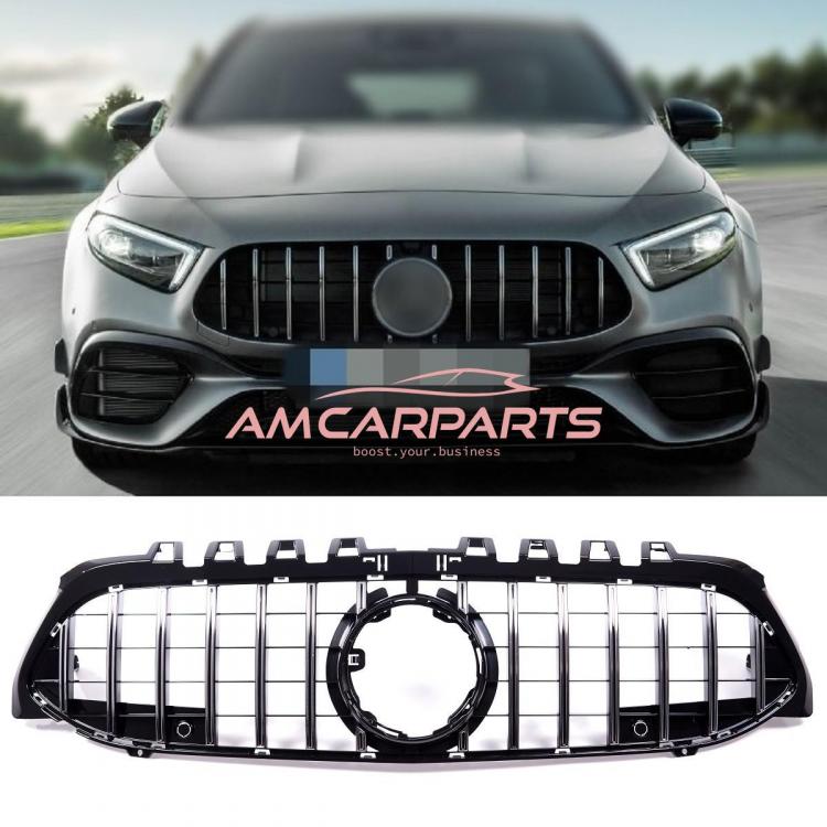 Upgrade Design Kühlergrill / Sportgrill passend für Mercedes Benz A-Klasse V177 / W177 18-22 Hochglanz schwarz / chrom