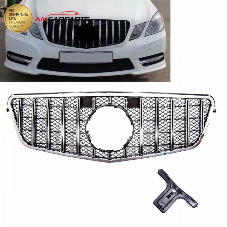 Upgrade Design Kühlergrill / Sportgrill für Mercedes Benz E-Klasse W212 / S212 Vor-Facelift 09-13 Hochglanz schwarz / chrom