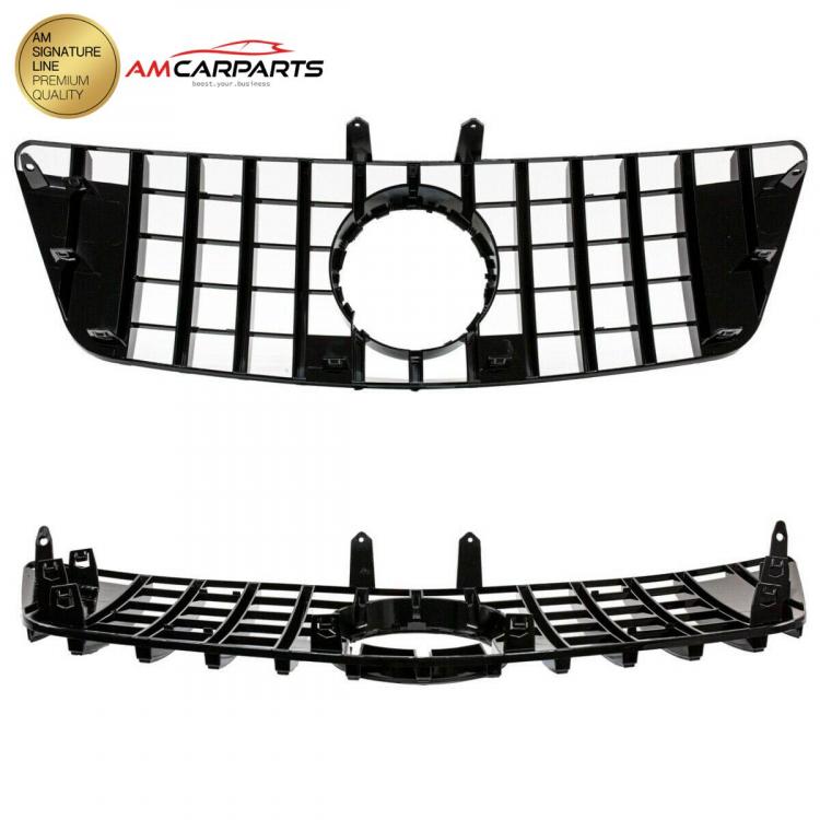 Preview: Upgrade Design Kühlergrill / Sportgrill für Mercedes ML-Klasse / M-Klasse W164 Facelift 09-12 Hochglanz schwarz