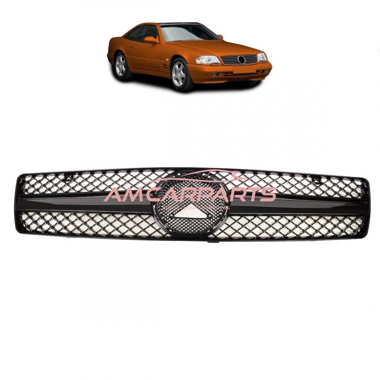 Upgrade Design Kühlergrill / Sportgrill passend für Mercedes Benz SL R129 89-01 Hochglanz schwarz