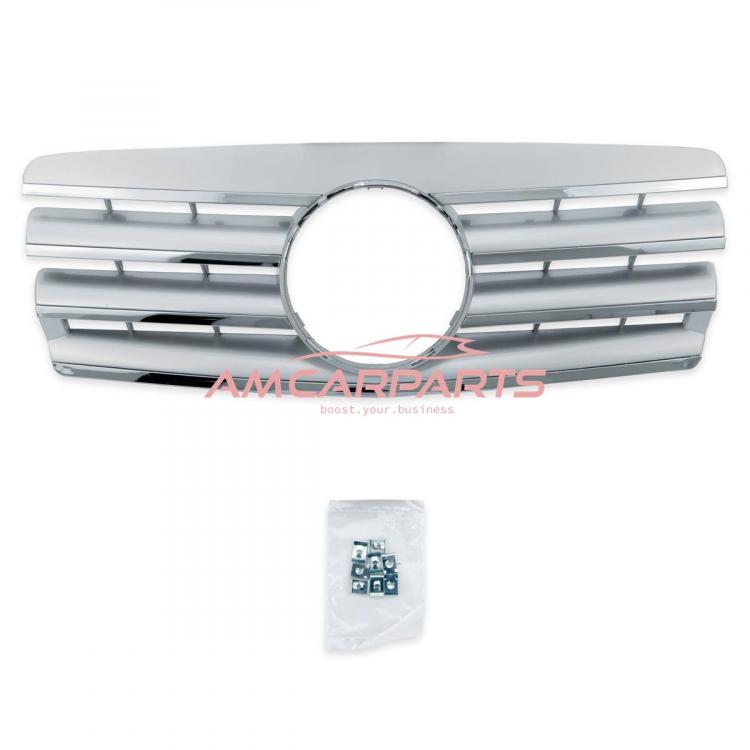 Preview: Upgrade Design Kühlergrill / Sportgrill passend für Mercedes Benz C-Klasse W202 / S202 00-07 Matt silber / chrom