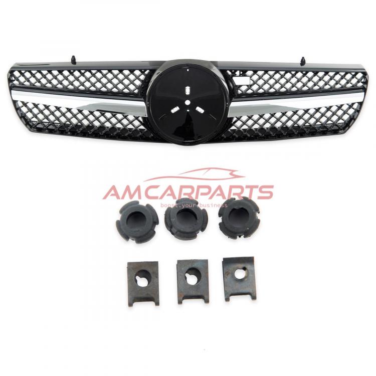 Upgrade Design Kühlergrill / Sportgrill für Mercedes Benz CL-Klasse (C215) 99-06 Hochglanz schwarz / chrom
