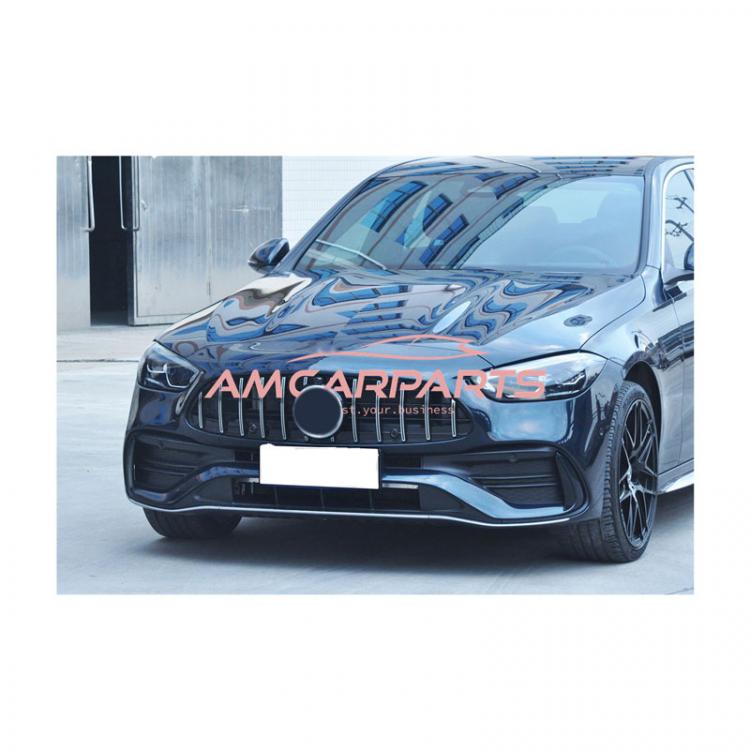 Preview: Upgrade Design Kühlergrill / Sportgrill passend für Mercedes Benz C-Klasse W206 / S206 21+ Hochglanz schwarz / chrom