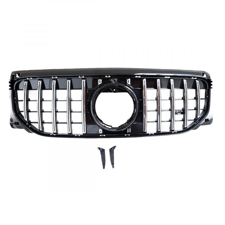 Preview: Upgrade Design Kühlergrill / Sportgrill passend für Mercedes Benz GLB (X247) Facelift 23+ Hochglanz schwarz / chrom