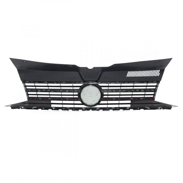 Kühlergrill in hochglanz schwarz mit roter Leiste und Emblemhalter für VW T6 Multivan/Transporter/Caravelle/Pritsche Modelle