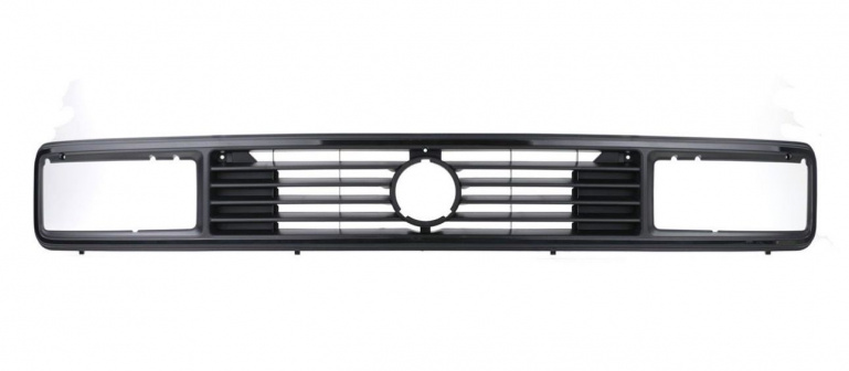 Top Angebot Schwarze eckige Multivan Doppelscheinwerfer + Sportgrill schwarz eckig + Südafrika Kühlergrill schwarz matt + Frontblinker smoke VW T3 Bus BJ 1979 - 1992