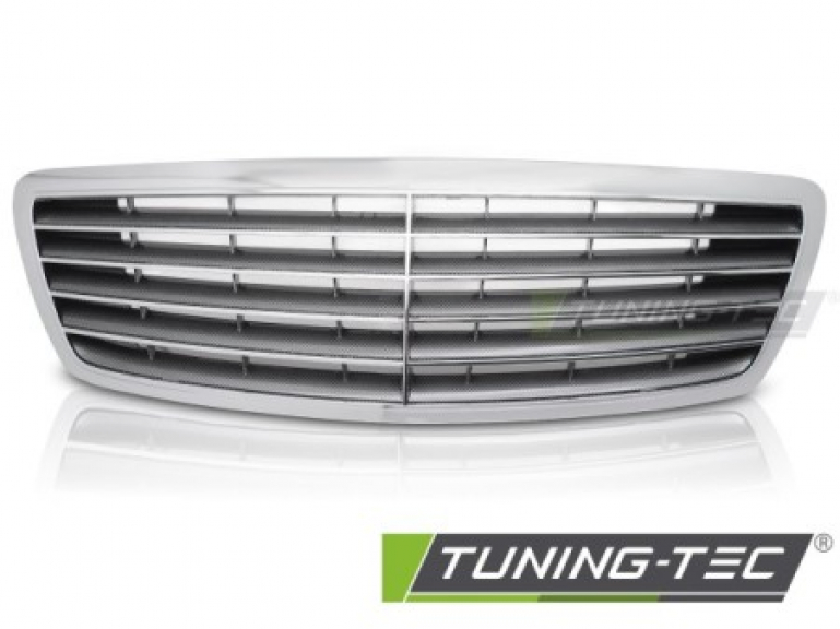 Sportgrill / Kühlergrill für Mercedes Benz S-Klasse W220 02-05 Carbonlook/Silber